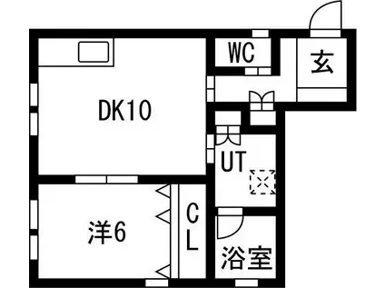 北8東1アパート(1LDK/2階)の間取り写真