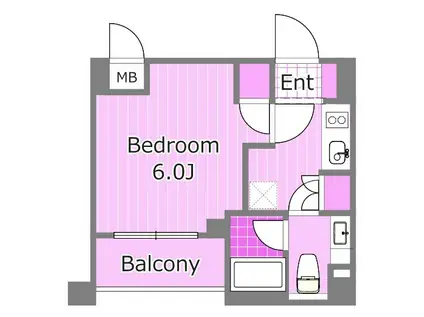スクエアシティ横浜根岸(1K/2階)の間取り写真