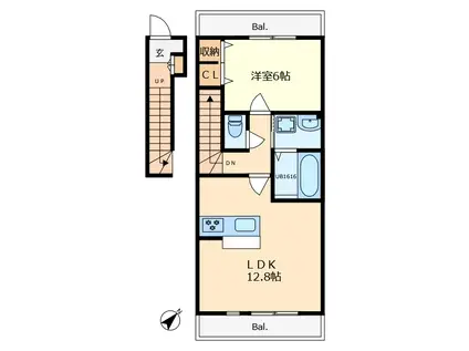 スウィート ホーム 2(1LDK/2階)の間取り写真