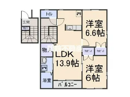 ワンネス(2LDK/2階)の間取り写真