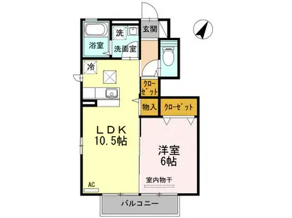 パセオプラシード成田D(1LDK/1階)の間取り写真