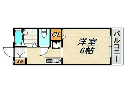 ルシェール房王寺(1K/2階)の間取り写真