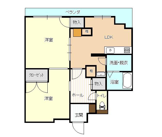 メゾン鷹匠(2LDK/4階)の間取り写真