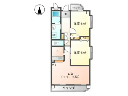 アネックス稲沢駅前(2LDK/4階)の間取り写真
