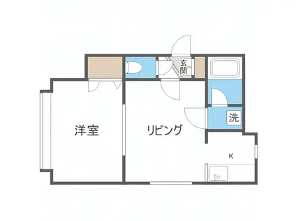 フォレスト月寒(1LDK/3階)の間取り写真