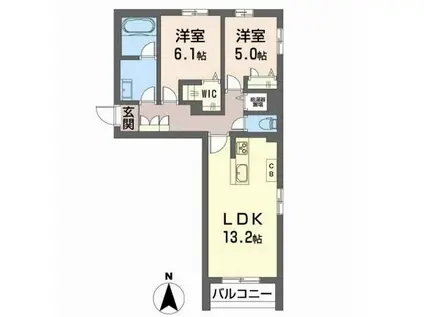 クオリスタ新横江(2LDK/1階)の間取り写真