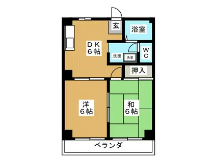 ファミールヒビノ(2DK/3階)の間取り写真