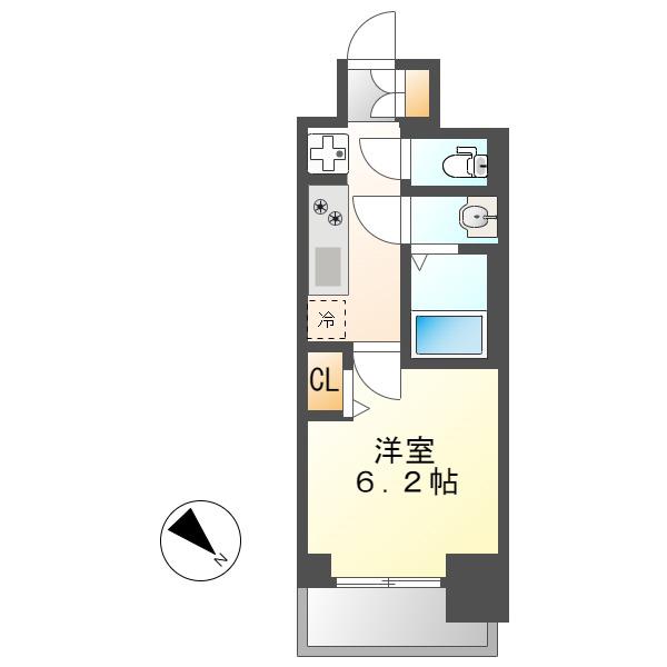 プレサンスTHE大須観音(1K/6階)の間取り写真