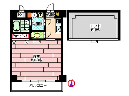 SPINACH(ワンルーム/2階)の間取り写真