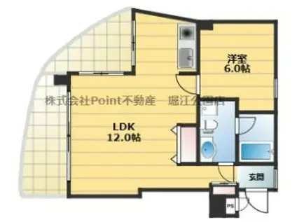 ウェーブイン中津(1LDK/5階)の間取り写真
