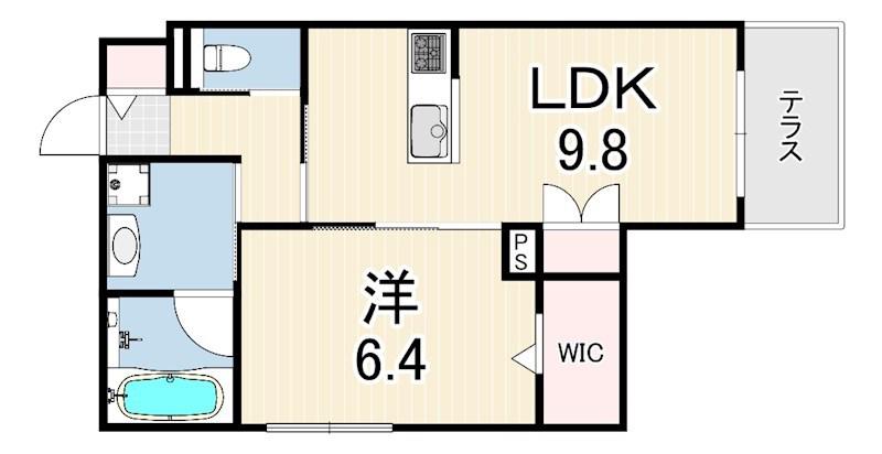 HEBEL MAISON 塚口(1LDK/1階)の間取り写真