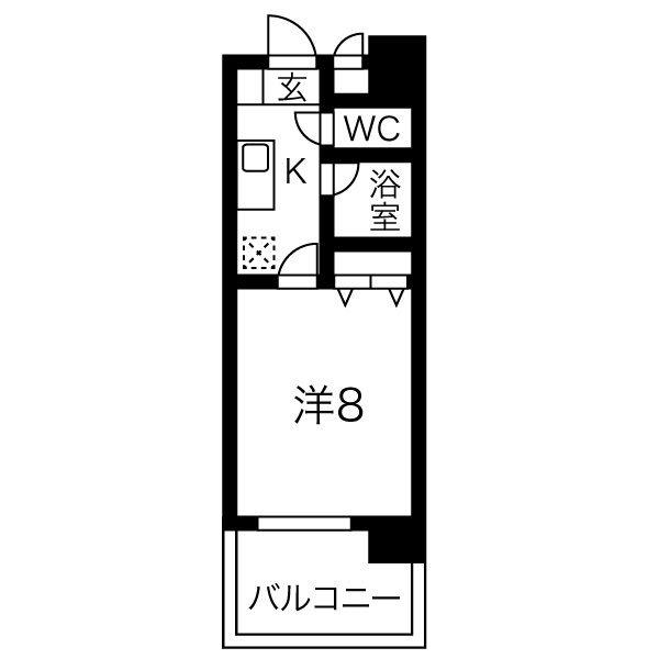 ベル池下(1K/10階)の間取り写真