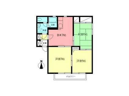 エクシード湘南B(3DK/1階)の間取り写真