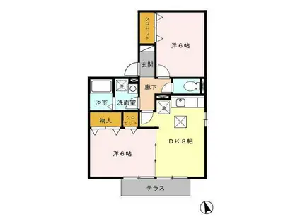 グレイス池船(2DK/1階)の間取り写真