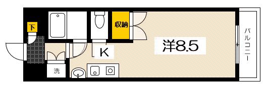 アルバパッソ(1K/3階)の間取り写真