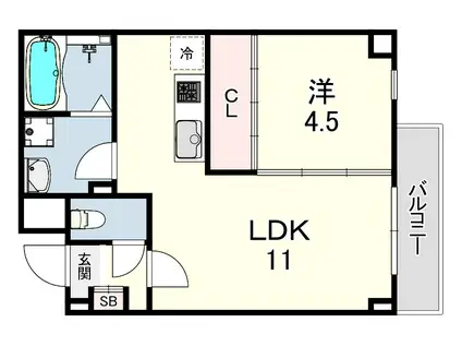 アリビラ六甲(1LDK/3階)の間取り写真