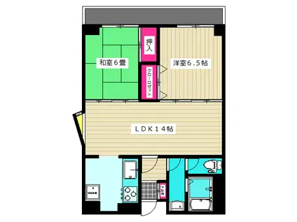 リバーサイドビル(2LDK/3階)の間取り写真