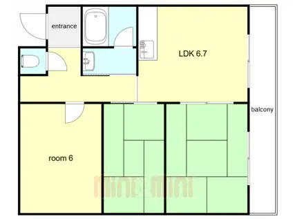 魚住コーポ(3LDK/4階)の間取り写真
