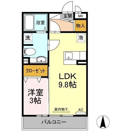 エレガンス姫原(1LDK/3階)の間取り写真