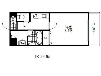 アミーグランコート三宮(1K/6階)の間取り写真