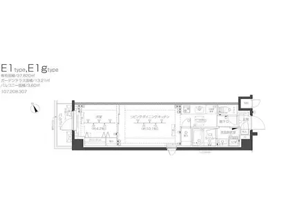 ZOOM高田馬場ウエスト(1LDK/3階)の間取り写真