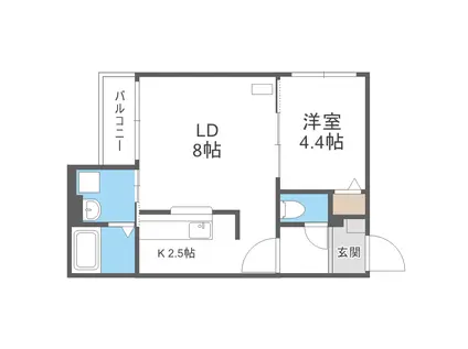 ル シェル琴似(1LDK/2階)の間取り写真