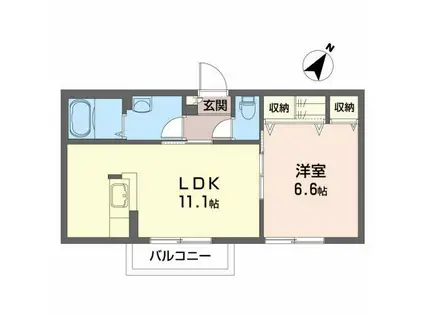 メゾン・ブルーム A(1LDK/1階)の間取り写真