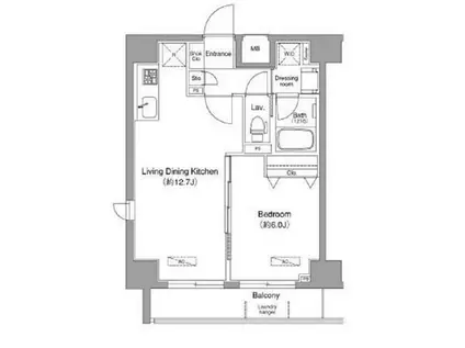 ドゥーエ月島(1LDK/6階)の間取り写真