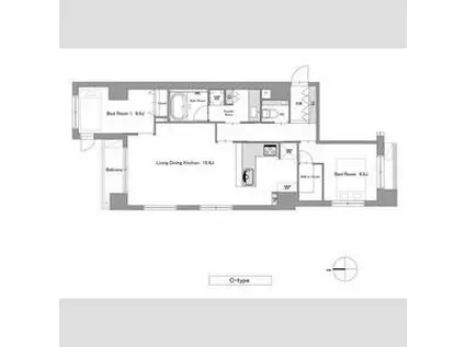 地下鉄烏丸線 丸太町駅(京都市営) 徒歩2分 5階建 新築(2LDK/5階)の間取り写真