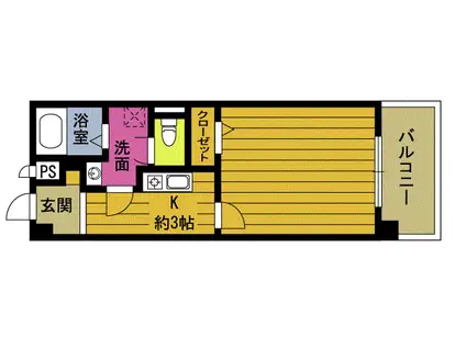 エクレール北浜S(1K/4階)の間取り写真