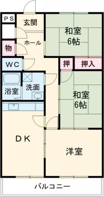 ハイツ北山(3DK/2階)の間取り写真