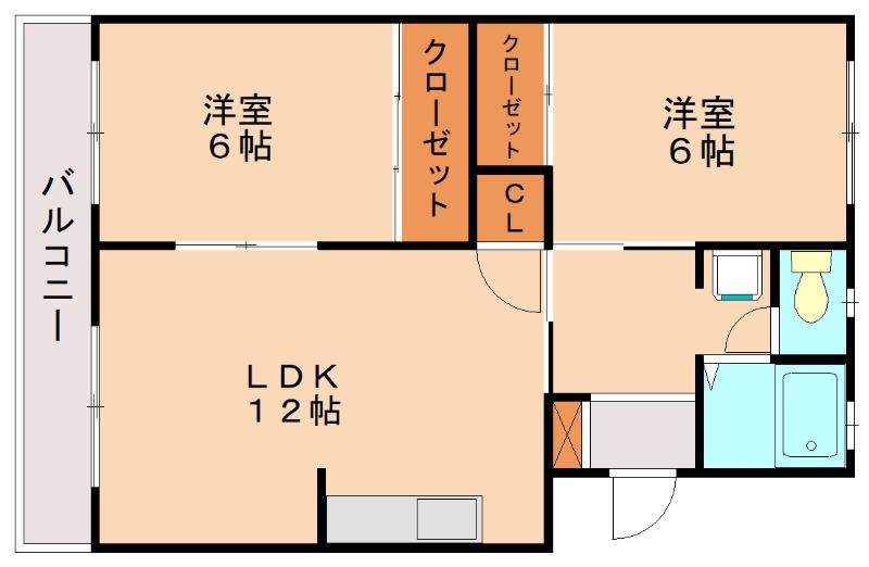 ミネルヴァ曰佐(2LDK/2階)の間取り写真