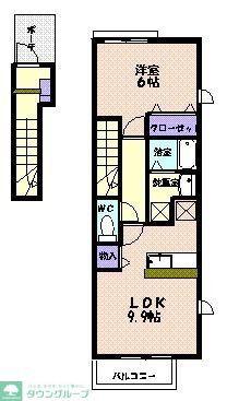 サンパティークII(1LDK/2階)の間取り写真