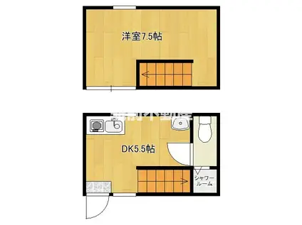 IKKA吉田C棟(1DK/1階)の間取り写真