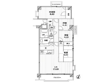 ティーズ ガーデン柏(4LDK/3階)の間取り写真