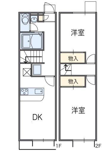 レオパレスセラフI(2DK/1階)の間取り写真