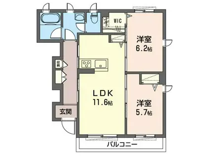 ヴィアソーレA(2LDK/1階)の間取り写真