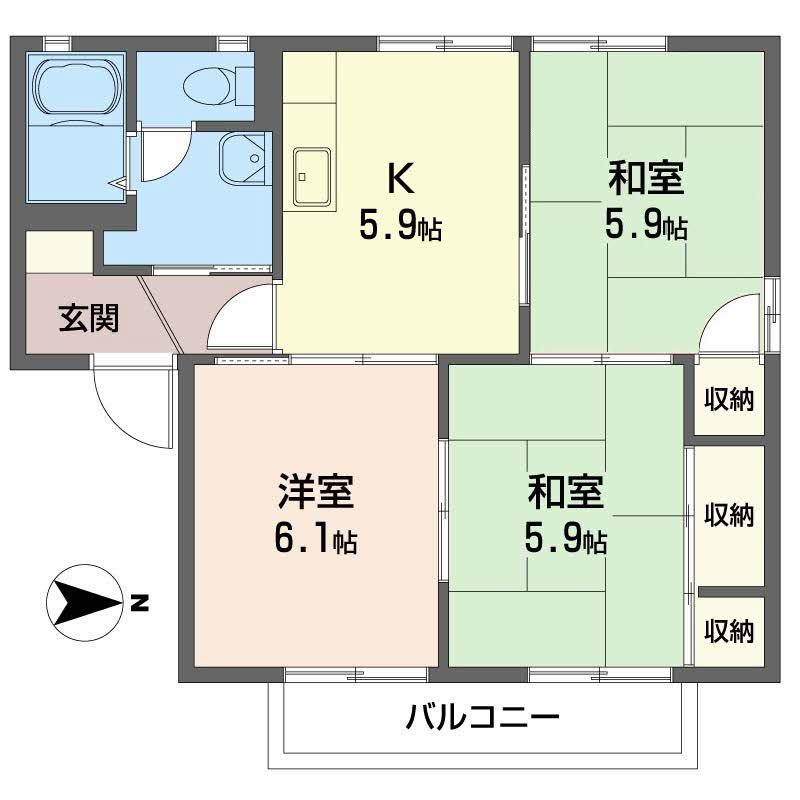 クレセント・トウヨウ A棟(3K/2階)の間取り写真