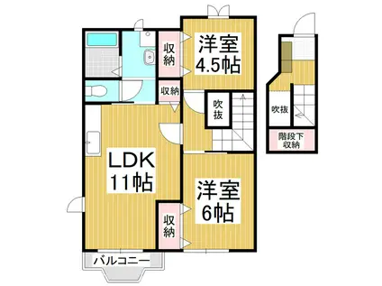 陽光ハイツ南(2LDK/2階)の間取り写真