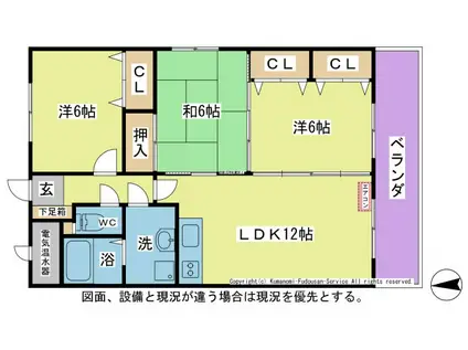 アドバンス三本松(3LDK/4階)の間取り写真