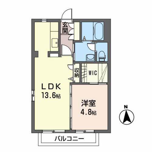 シャーメゾン泉沢(1LDK/2階)の間取り写真