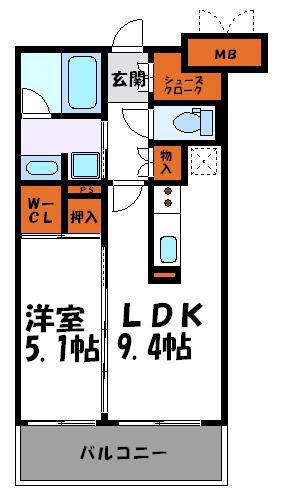 テングッド渡辺通(1LDK/10階)の間取り写真