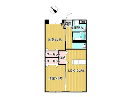 リバーサイド串間天神(2LDK/1階)の間取り写真