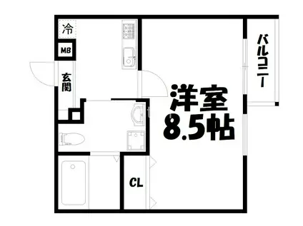 THE GARNET SUITE RESIDENCE西大路(1K/2階)の間取り写真