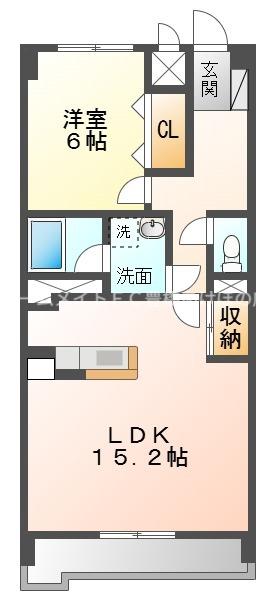 リベルテONE(1LDK/2階)の間取り写真