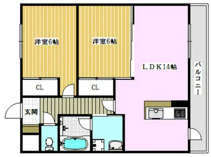 サニーコートサウス(2LDK/1階)の間取り写真