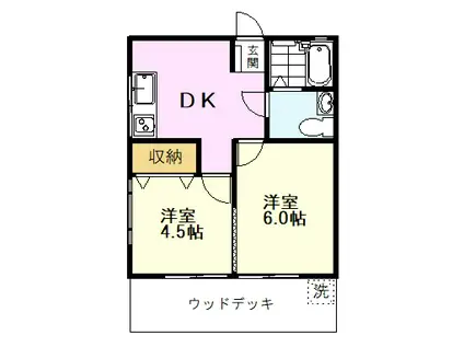 パークハイム(2DK/1階)の間取り写真