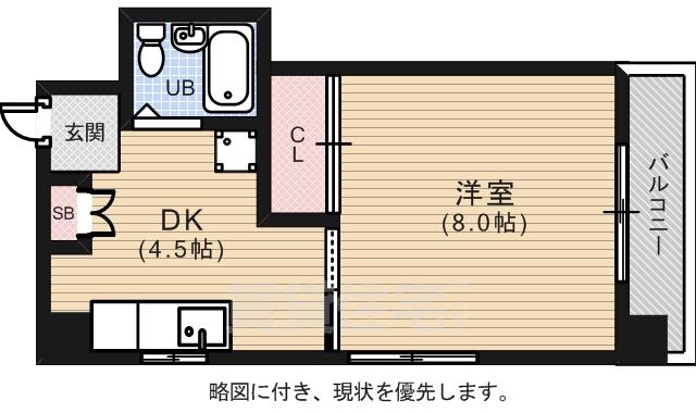 TNEビル(1DK/4階)の間取り写真
