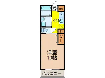 チェリーコート小野原(1K/2階)の間取り写真