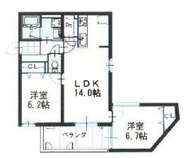 レジデンス アルファベット(2LDK/1階)の間取り写真